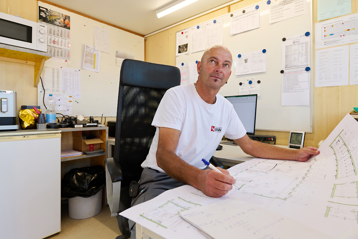 Walkers Container dient als mobiles Büro.